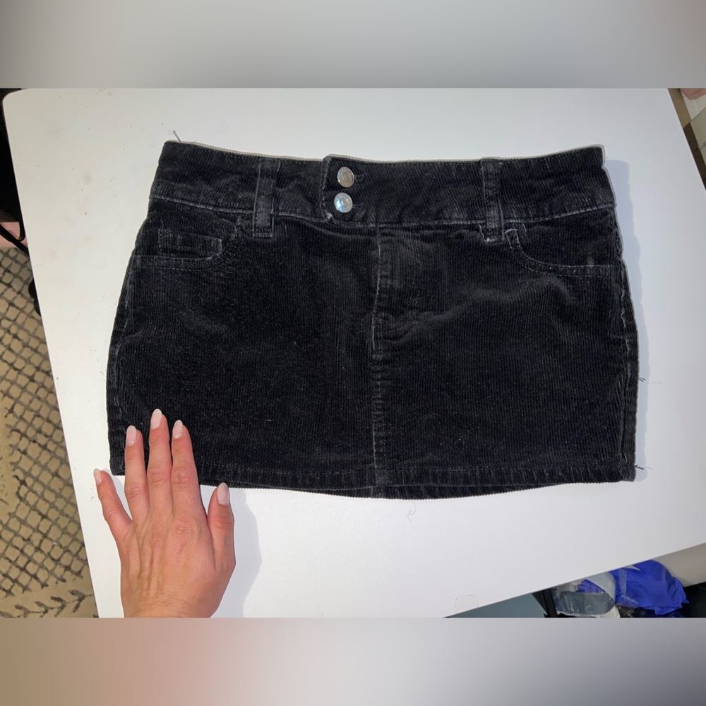 Divided Black Corduroy Mini Skirt